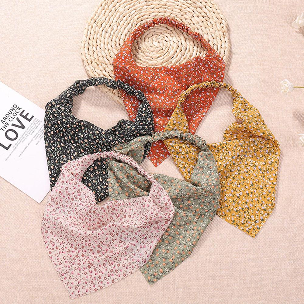 Women Europe and America Hair Accessories Floral Turban Triangle Hair Headband Elastic Headband