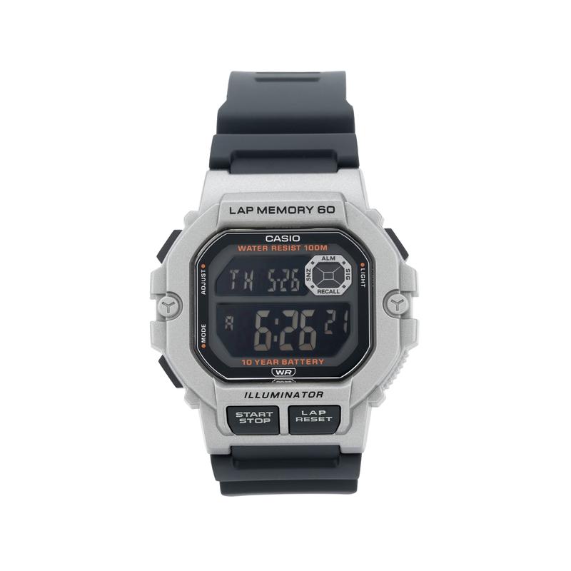 Casio Модный тренд 100 метров Водонепроницаемость Кварцевый механизм Ремешок из смолы Японские и корейские часы Унисекс Стиль Черный циферблат WS-1400H-1BVD