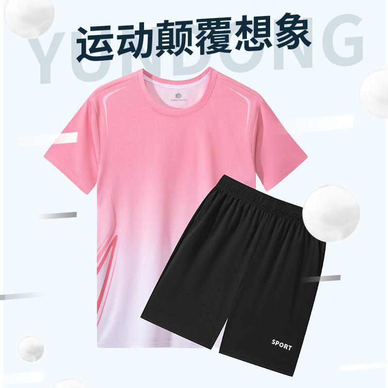 Men Women Sportswear Set Quick Dry Running Gym Tennis Badminton Cycling Short Sleeve T-Shirt Shorts