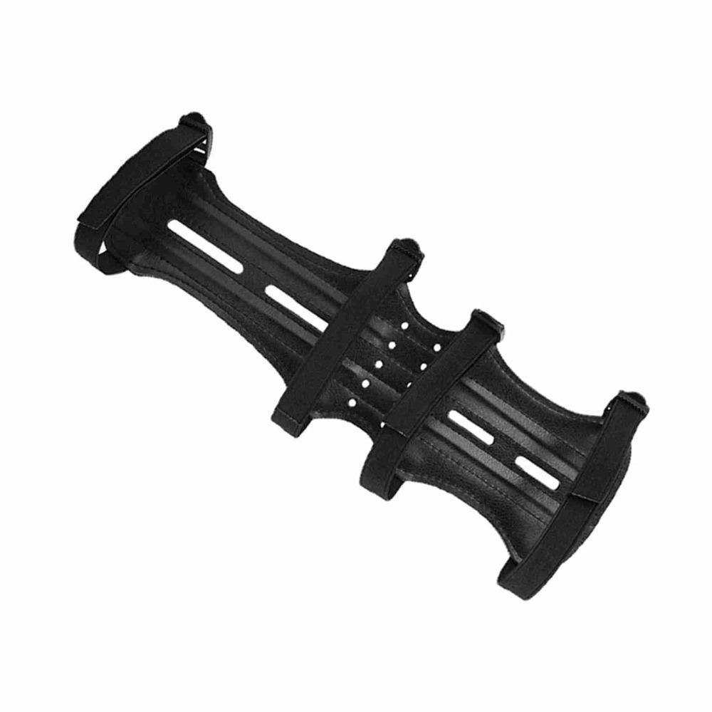 Black Leather Arm Band 12 Inch Archery Arm Band 4 Straps Archery Armguard Beginners Use
