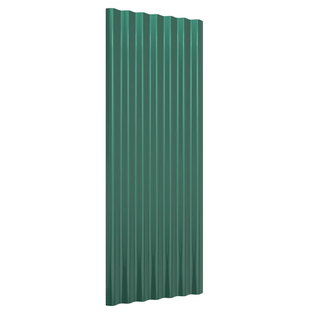 Roof Panels 12 pcs Galvanized Steel Green 100 x 36 cm