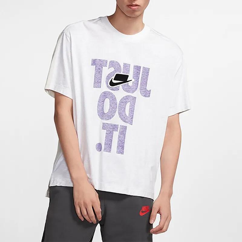 Nike T Shirts Men's White Crew Neck Moderate Straight Fit (Unisex) T-Shirts BV4578 051