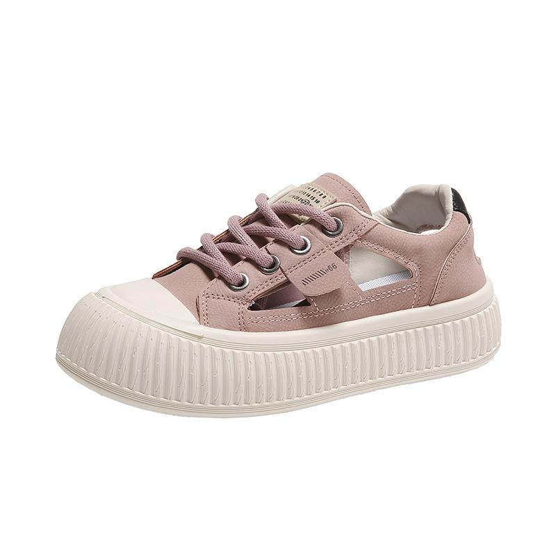 Stepping On Shit Thick-soled Sandals Women's 2025 New Summer Comfortable Bag Head Hollow White Shoes Flat-soled Sports Shoes Board Shoes