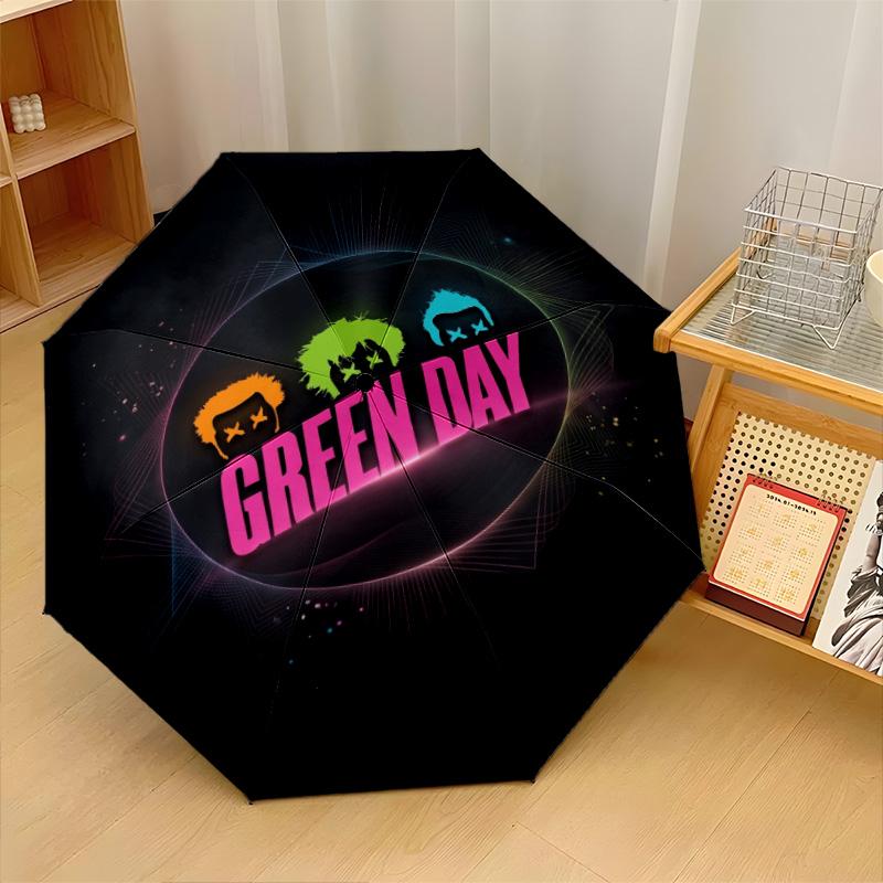 Принт Green Day 8?Автоматический зонт с ребрами, ветрозащитный, легкий, складной, для путешествий на открытом воздухе