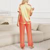 Women's Silk Solid Color Pajamas Set, Ladies Short-sleeved And Long Pants Two-piece Pajamas, Button-down Pajamas And Home Clothes
