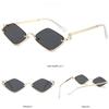 Luxury Brand Metal Sunglasses for Women Men  New Half Frame Diamond Shaped Sunglasses Dopamine Small Outdoor Sunglasses