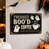 Funny Coffee Bar Wall Art Sign 2D Flat Ghost Themed Hanging Plaque Cafe Retro Coffee Sign  Entryway
