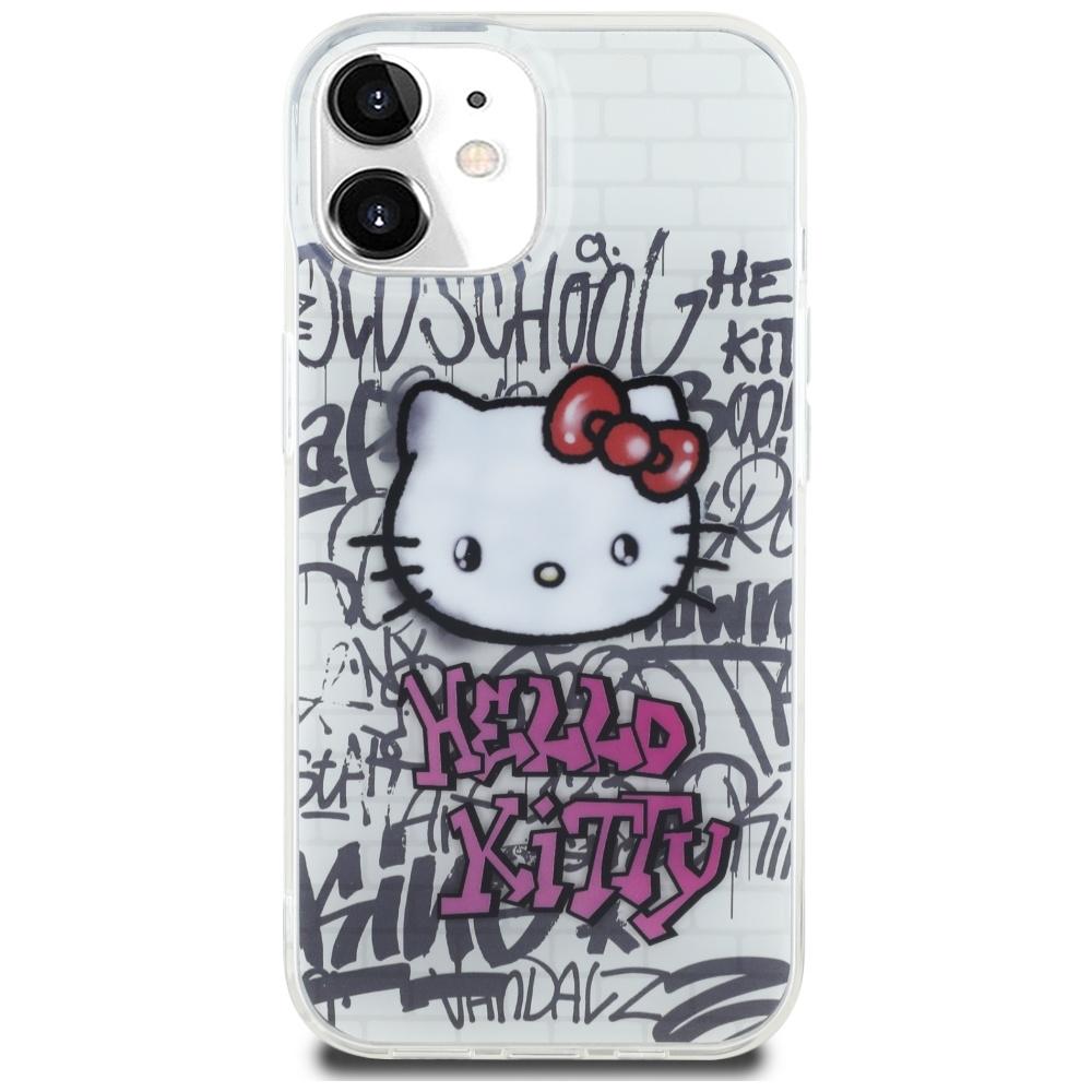 Hello Kitty HKHCP15SHDGPHT iPhone 15 / 14 / 13 6.1" белый/белый жесткий чехол IML Kitty On Bricks Graffiti
