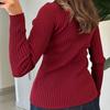 Ladies Autumn Winter Long Sleeve Lapel Wardrobe Staple Solid Color Versatile Button Warm Knitted Sweater Knitwear Top