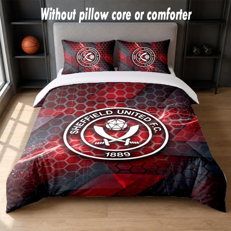 Футбольный дизайн Sheffield United Комплект постельного белья 1 пододеяльник + 2 наволочки Мягкое дышащее домашнее постельное белье