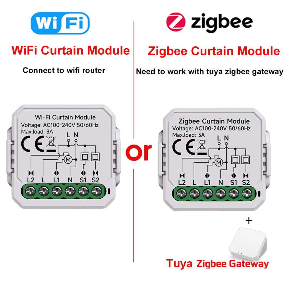Tuya Умный WiFi Zigbee Модуль переключателя штор для подключенных рольставен и моторов жалюзи Приложение Smart Life Работает с Alexa Google Home