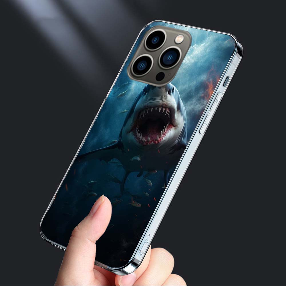 Чехол для телефона 'Пасть Глубоководной Злой Акулы' Для iPhone 16E 15 Pro 14 Plus 17E 16 17 Pro Max Air 11 12 13 Mini Ударопрочный