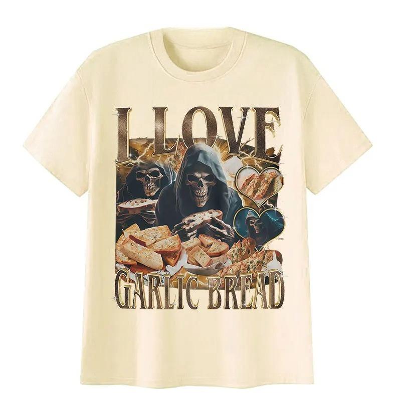 Funny Lover Gothic Garlic Meme Graphic Printed T Shirt Unisexs Clothing Vintage Skeleton 2026 Summer TShirt Streetwear Clothes