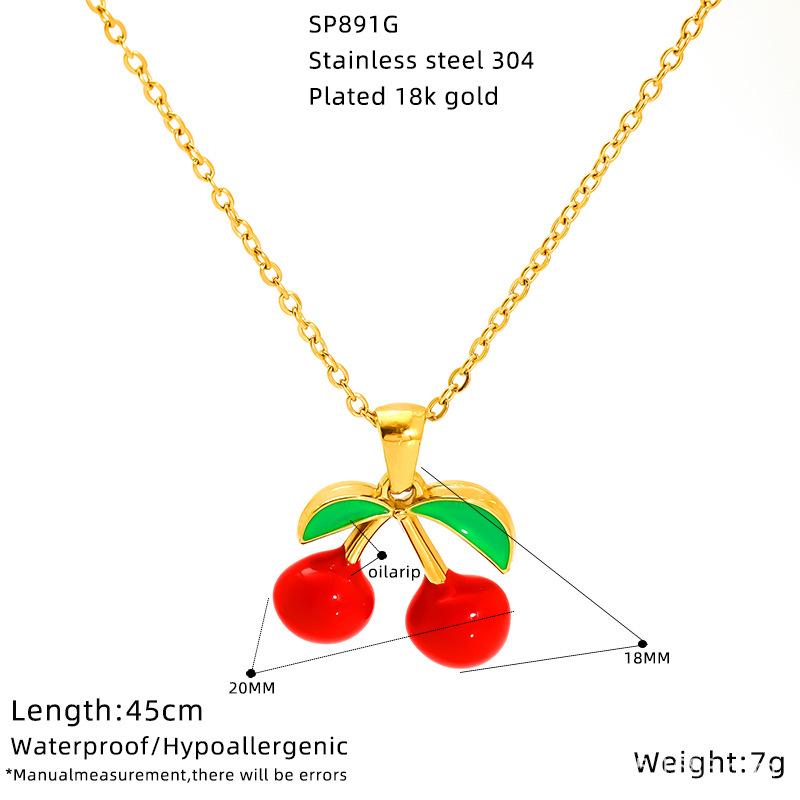 Simple Fruit Series Multi-Style Dripping Cherry High-End Clavicle Necklace Women'S Stainless Steel Jewelry