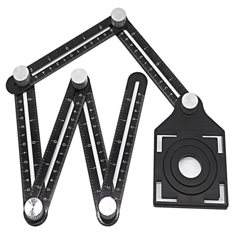 Tile Hole Positioning Tool 6 Folding Multi Template Angle Rulers With Drill Guide For Puncher