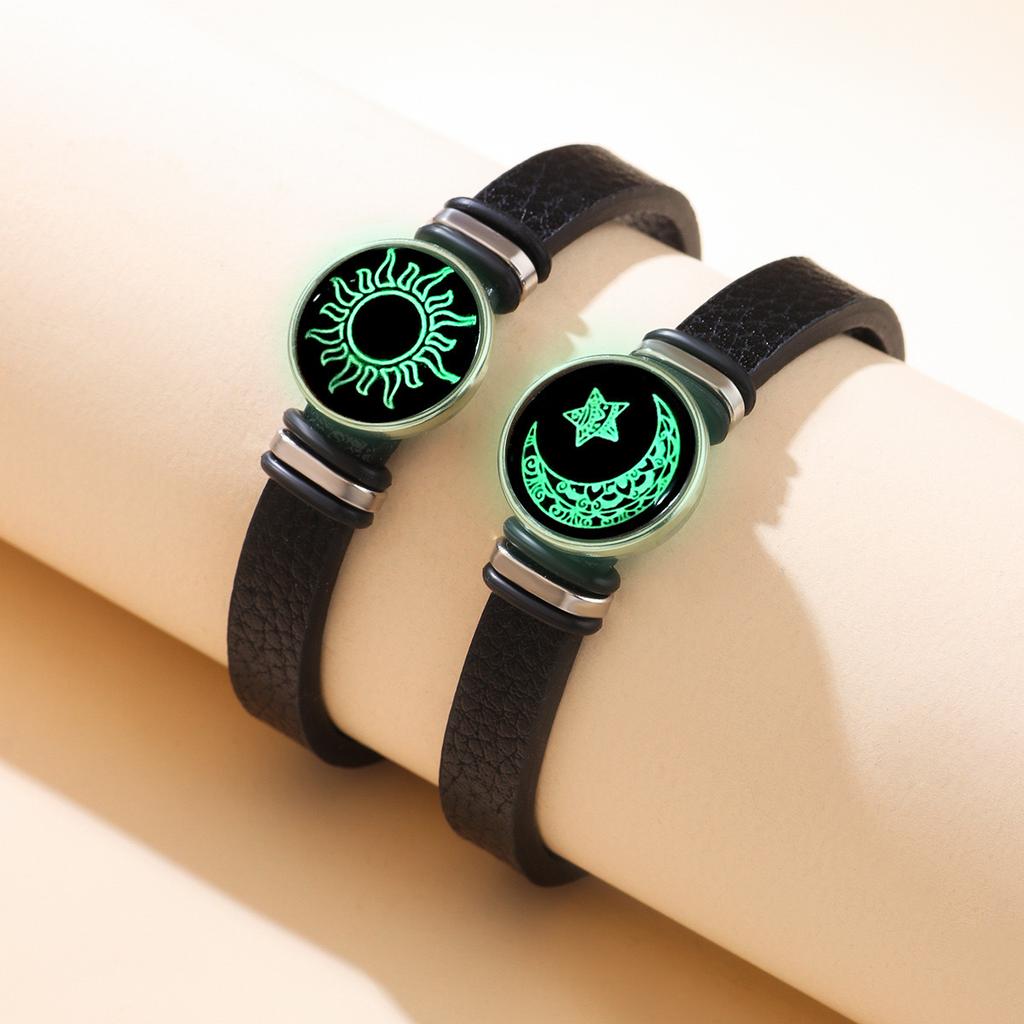 Romantic Luminous Sun Moon Couple Bracelets for Women Men Handmade Beads Butterfly Matching Bracelet Valentine's Day Jewelry