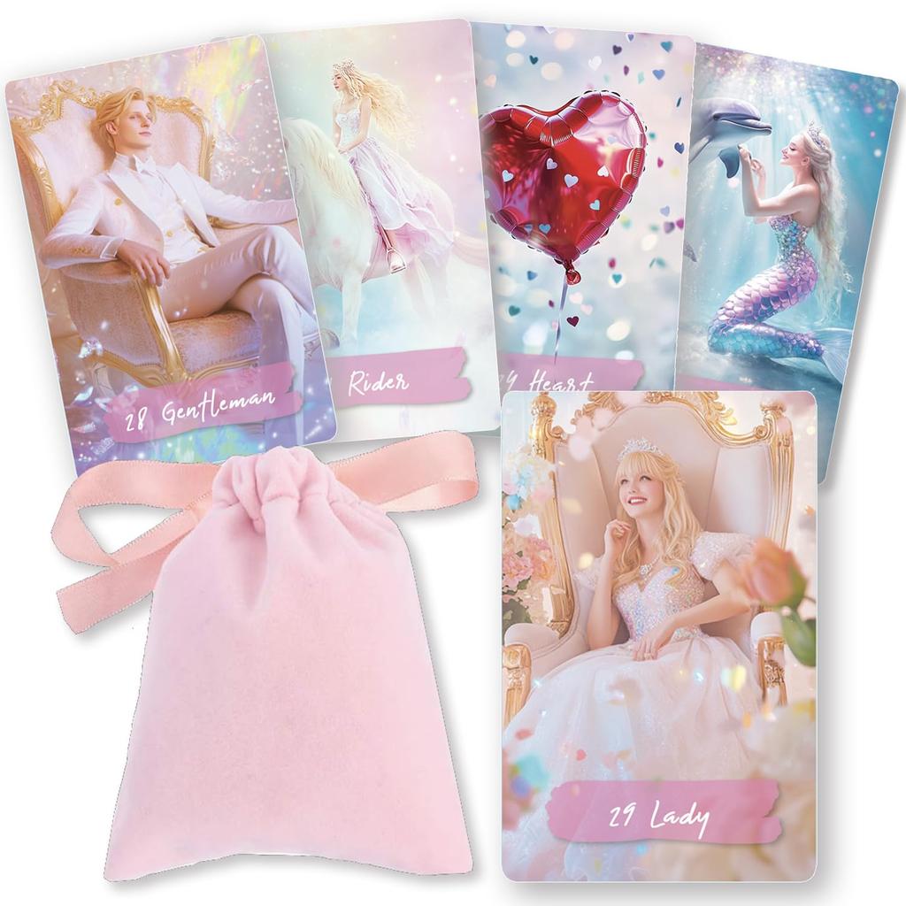 [Officially Imported, Limited Quantity] Girl's Dream Lenormand | Lenormand Cards, 49-Piece Set [Includes Drawstring Pouch] | 56 X 87mm Black Cardstock