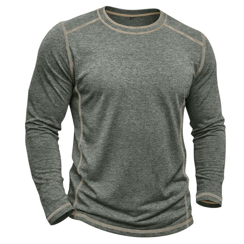 Men S Long Sleeve Round Neck Color Block T Shirt Casual Basic Top