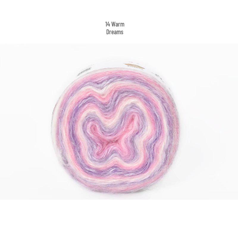 Пряжа из мохера ручной окраски с градиентным радужным переходом - Пушистая, мягкая и идеально подходит для вязания и DIY-проектов.