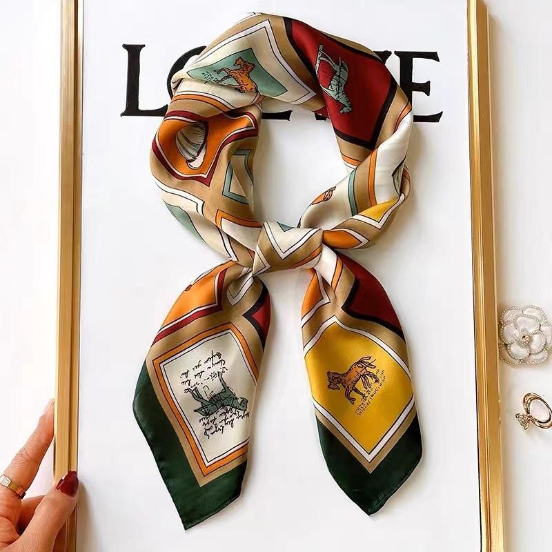 New Silk Scarf Women's Korean-Style High-Grade 70cm Square Scarf Spring and Summer Fashionable Stylish Decorative Scarf Thin Small Square Towel