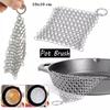 Stainless Steel Cast Iron Cleaner Chain Mail Scrubber Brush Pan Net Home Cookware Kitchen Tool Clean Accessories