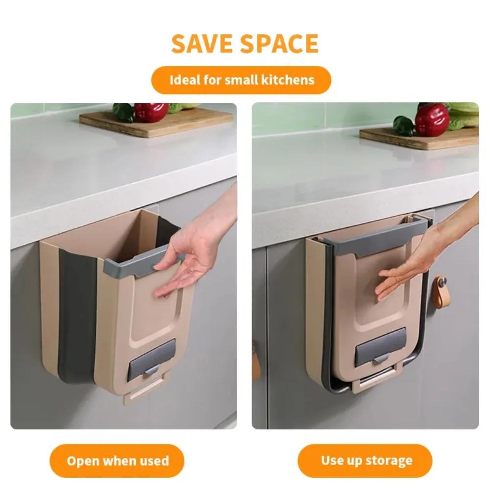 Складной кухонный мусорный бак, настенный мусорный бак, кухонный шкаф, монтируемый на дверь, складной мусорный бак для транспортных средств