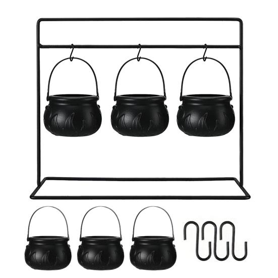 Хэллоуинский ведьминский котел на подставке Чаша для конфет на Хэллоуин Черный пластиковый держатель для конфет для украшения вечеринки на Хэллоуин