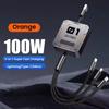 3 In 1 Retractable Phone Data Cable Type C Usb 100W Fast Charging Cable Suitable For Iphone Huawei Xiaomi Android Micro