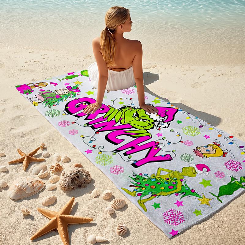 Grinch beach towel Outdoor camping Beach towel for vacation swim Outdoor pool Absorbent bath towel
