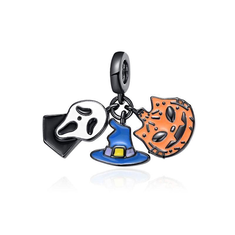 Хэллоуин Медный Тыква Призрак Шарм Шляпа Глаза Бабочка Бусина Подходит Женщинам Оригинальный Браслет Украшения Для Рождественского Подарка