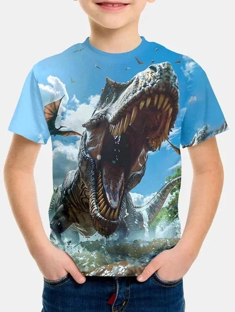 Kids Boys T-shirt Cool Jurassic World Dinosaur T Shirt Boy Clothes Summer Short Sleeve Tee Shirts Children Clothing Girls Tops