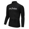 Men's Mock Turtleneck Shirt Autumn Winter Warm Long Sleeve Tee Casual Letter Print Top