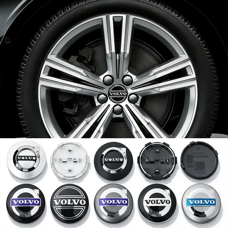 4Pcs 64mm Auto Wheel Center Caps for Volvo S40 S60 S80L XC60 XC90 V40 V50 V90 T6 - Premium Car Hub Cover Replacement Accessories