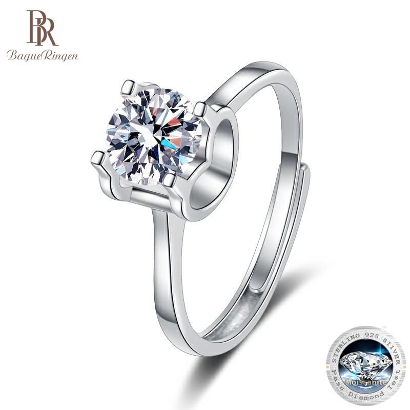 Bague Ringen S925 Серебро Набор 1 карат Муассанит Любовь Кольцо с головой быка для женщин, живущих простое кольцо
