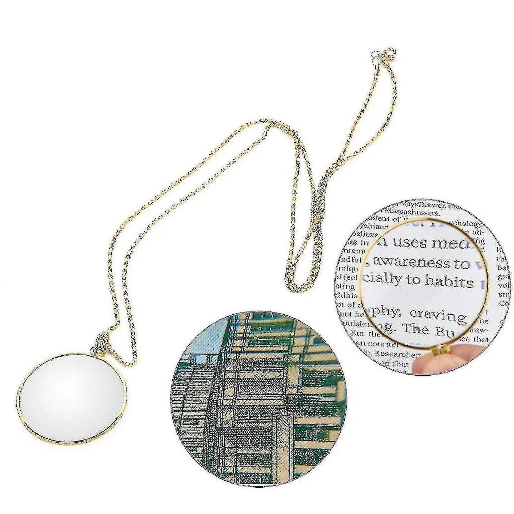 5x Magnifying Glass Necklace, Magnifying Glass Monocle Chains, Magnifying Glass Pendant For Reading Books, Newspapers