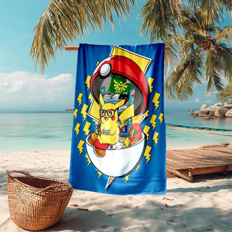 Pokémon beach towel Outdoor camping Beach towel for vacation swim Outdoor pool Absorbent bath towel
