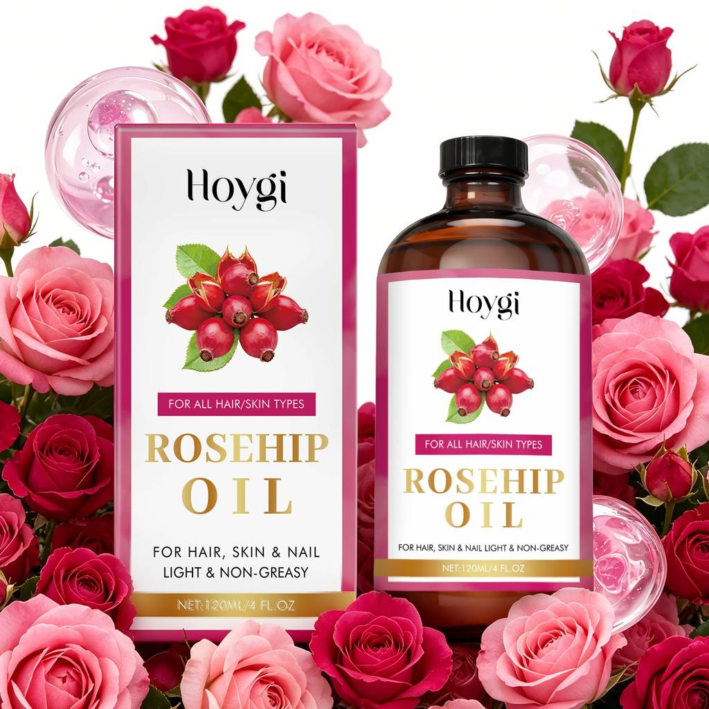 Rosehip Seed Soothing Essential Oil for Hair, Skin & Nail Rejuvenate Skin Hydrating & Repairing Hair Moisturizing Massage Oil
