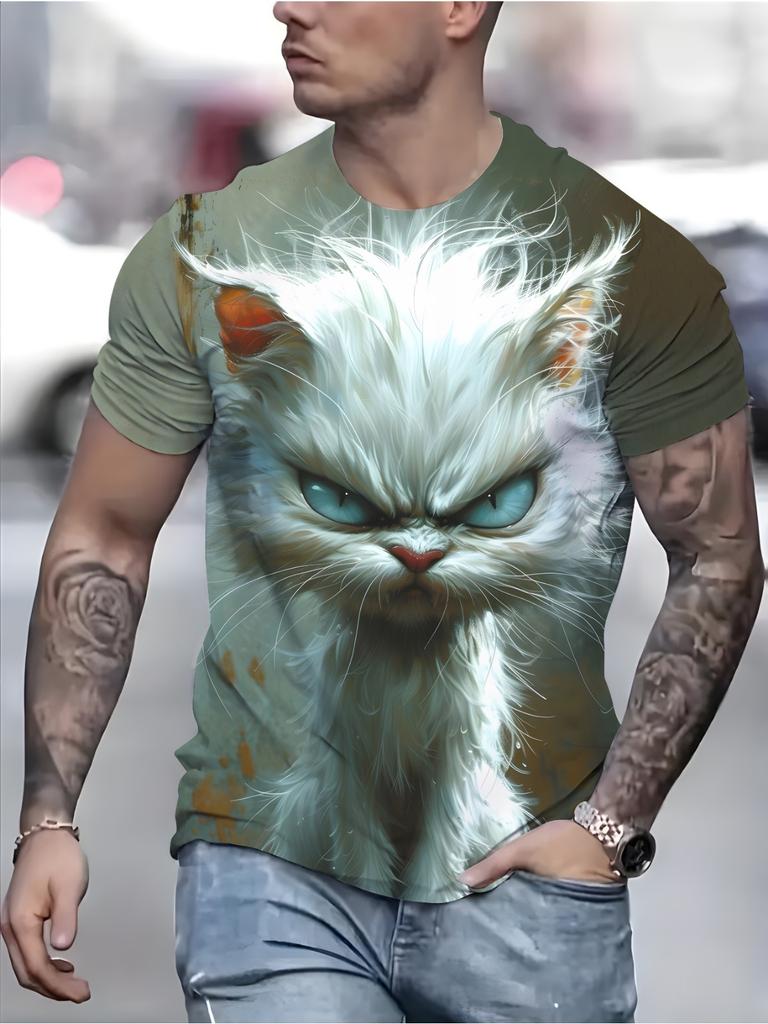 Мужская футболка с короткими рукавами и круглым вырезом с принтом 3D Monster Graphic, мужская летняя свободная футболка большого размера