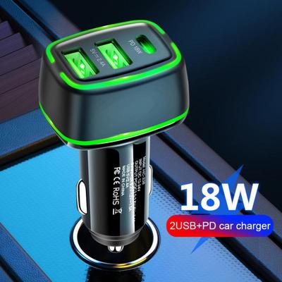 Qc3.0+pd18w быстрое зарядное автомобильное зарядное устройство одно с тремя прикуривателями Type-C автомобильное зарядное устройство для iPhone Samsung Huawei
