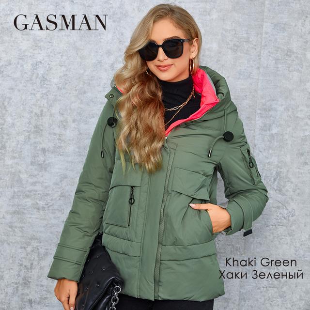 Gasman 2022 New Fashion Parkas Women's Stand Collar Short Slim Casual Hood Pocket Warm Women Down Jacket GM-82175