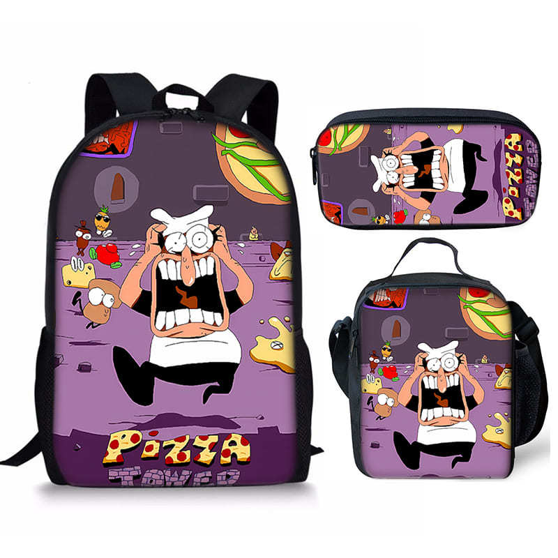 Trendy Popular Novelty pizza tower 3D Print 3pcs/Set Student School Bags Laptop Daypack Backpack Crossbody Lunch bag Pencil Case