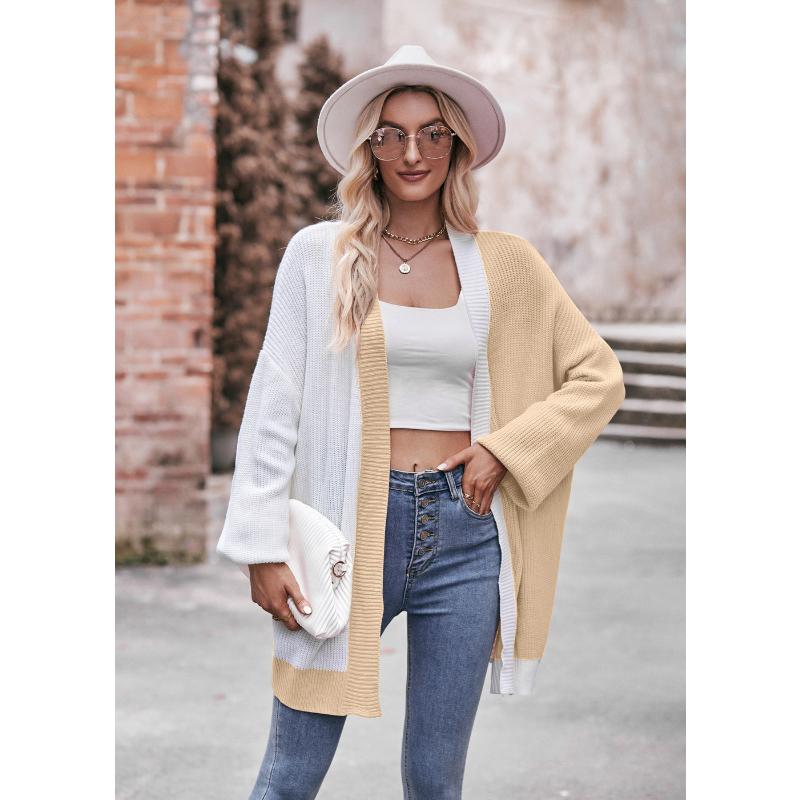 Осенне-зимний женский кардиган-свитер ярких цветов, свободный свитер средней длины с шалью