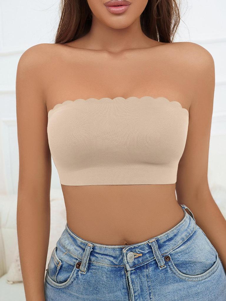 Европейский бесшовный бюстгальтер без бретелек с нескользящим ледяным шелком для маленькой груди