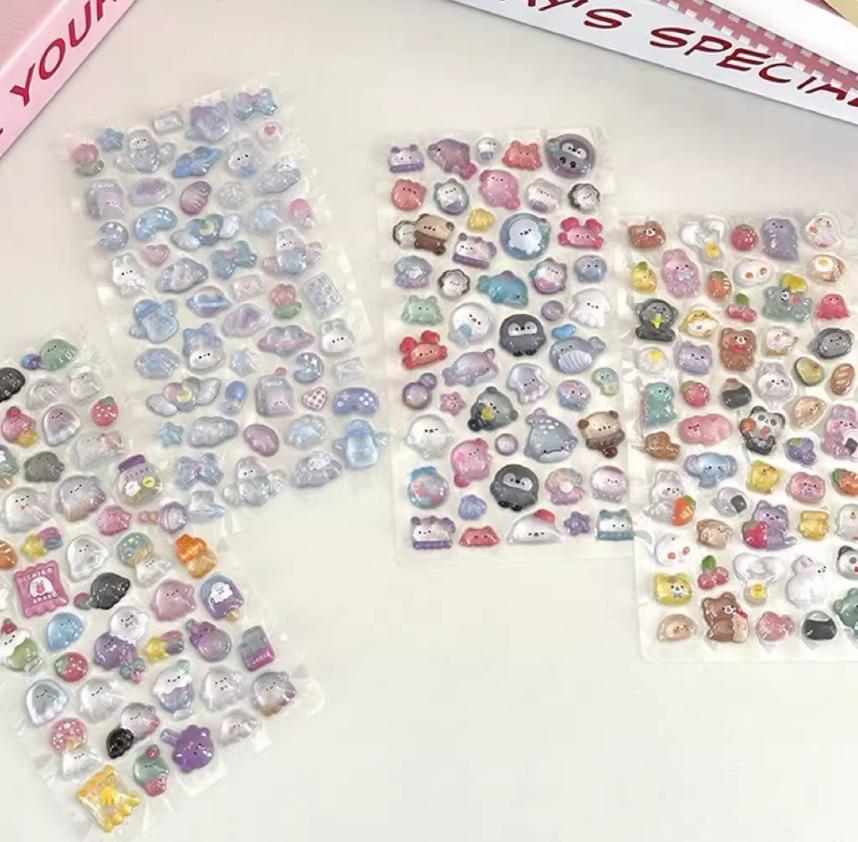 Новые Забавные Милые Мороженое Питомцы Падающие 3D Рельефные Наклейки Скрапбукинг DIY Декор Дневника Журналирование Канцелярские Товары Кавайные Наклейки