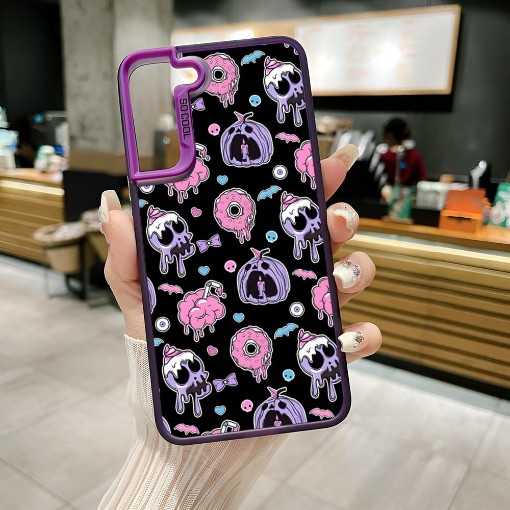 Cartoon Animals Skeleton Skull Phone Case Colored Silver Cover For Samsung Galaxy S21 S22 S23 S24 S25Note20 Ultra Plus Fe