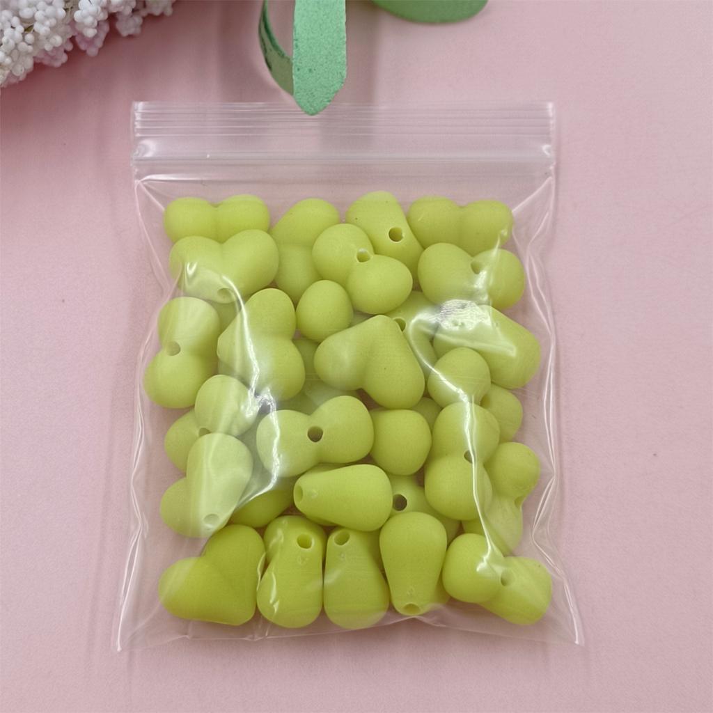 Home Party Supplies DIY Jewelry Accessories 15x11mm 30Pcs Creative Heart Rubber Making Materials Beads 9 Color Mobile Phone Chain Solid Color Fashion