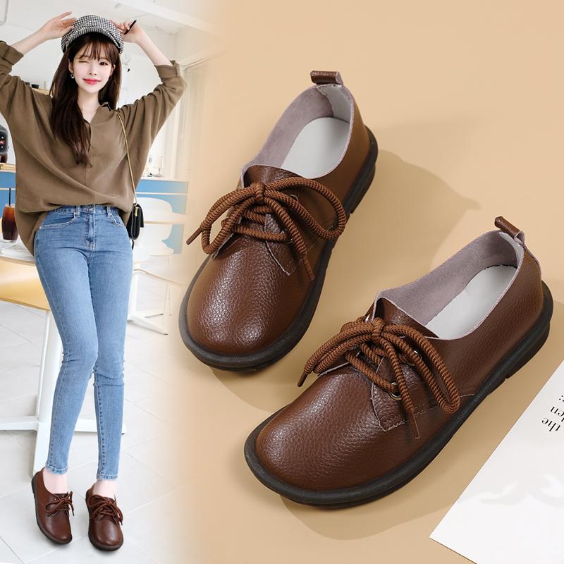 Женские топсайдеры, кожаные удобные туфли на плоской подошве для вождения, повседневные прогулочные туфли больших размеров, минималистичная обувь для беременных, женские демисезонные полуботинки