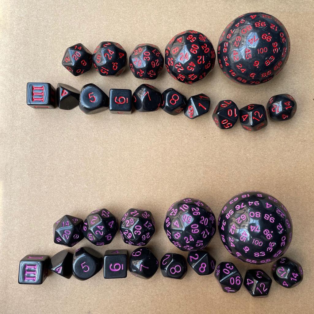 15 шт./набор многогранных игральных костей D3-D100 сферические RPG полные DND непрозрачные черные 100-гранные игральные кости ролевые настольные вечеринки настольная игра