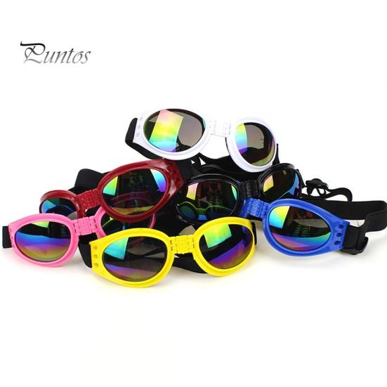 Dog Polarized Sunglasses Small Breed UV Protection Windproof Sun Glasses Pet Goggles Adjustable Folding Eye Wear with Elastic Band for Outdoor