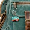 RV Shape Keychain Cartoon Keychain, Contrasting Color Keyring Accessories for Soft Rubber Travel Trailers, Enameled Metal Retro Camping Car Design